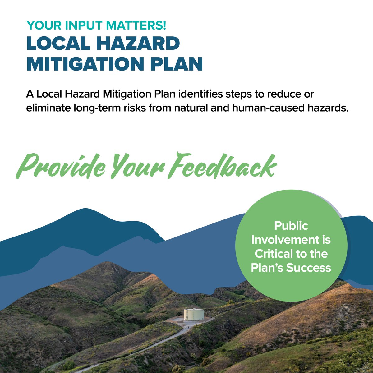 EVWD has completed its draft Local Hazard Mitigation Plan. The plan is now available for public comment until January 9, 2026. For more information and to comment, visit: eastvalleywater.gov/LHMP