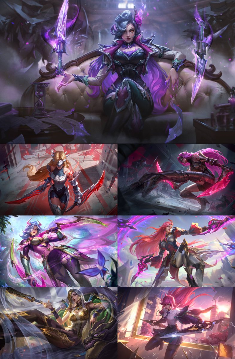 BessWisty's tweet photo. All Chroma Splash Arts of Katarina!

Always love seeing my champions getting these Chinese Chroma Splash Arts. https://t.co/FPWEFpwyyz