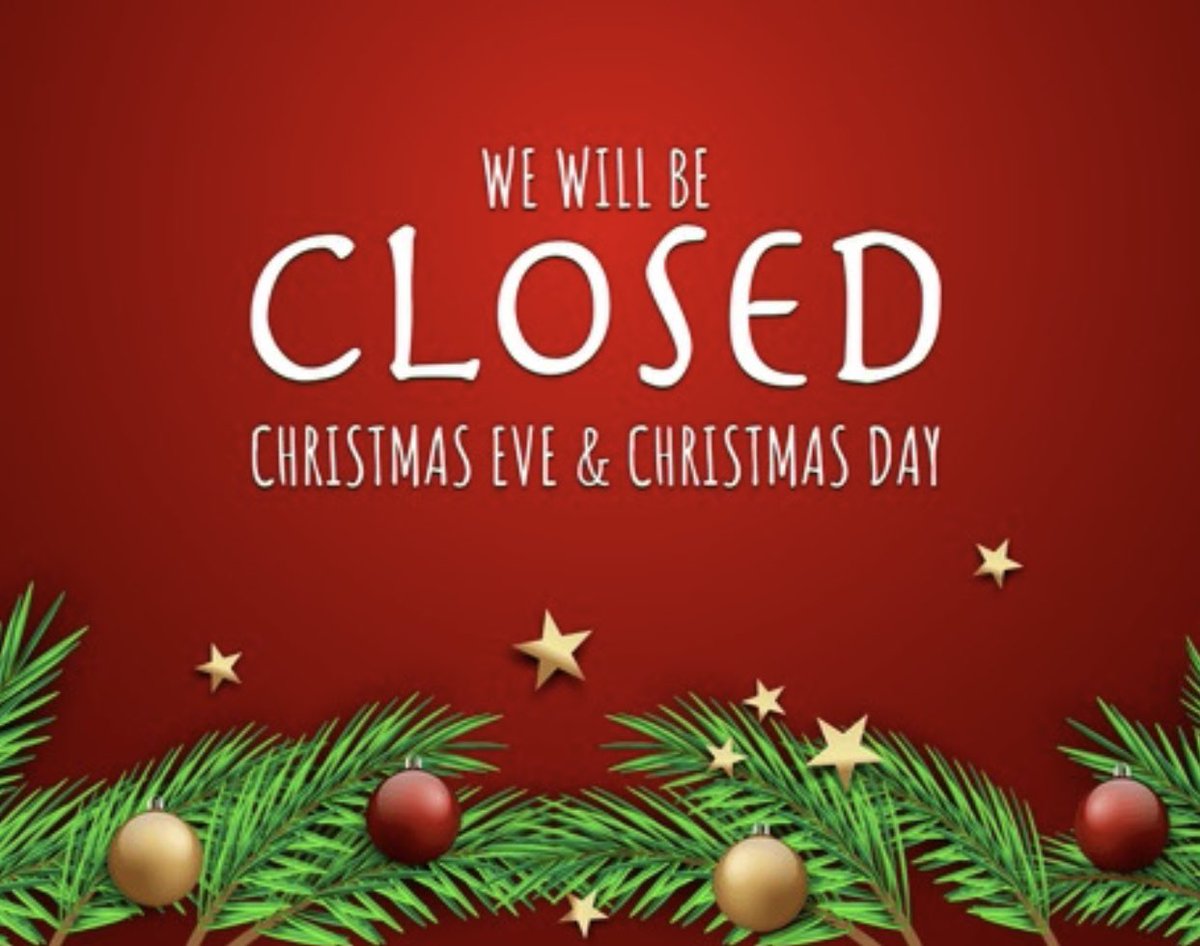 ChathamButler's tweet image. We will be closed Christmas Eve and Christmas Day. We will reopen on Boxing Day on the 26th at 11am. Happy Holidays to everybody!