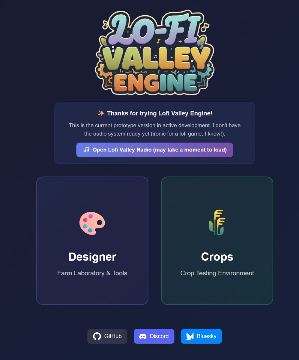 ArkkyDev's tweet image. Lofi Valley Engine is now open source!
Try a web based lofi farm game!
🎮 Try it: dev.lofivalley.com
💻 GitHub: github.com/Leoocast/lofi-…

Thanks to @Cup_Nooble_ for the assets!

#gamedev #indiedev #opensource #react #typescript