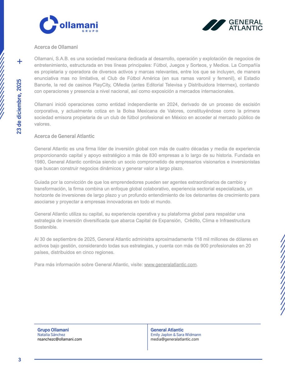 OllamaniPrensa's tweet photo. Ollamani y General Atlantic forman una alianza estratégica. https://t.co/oZQDNHDfZZ
