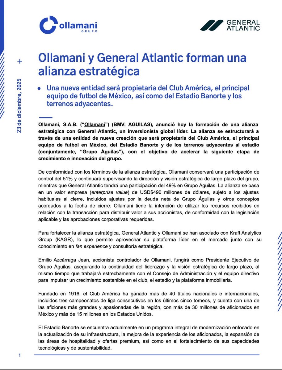 OllamaniPrensa's tweet photo. Ollamani y General Atlantic forman una alianza estratégica. https://t.co/oZQDNHDfZZ