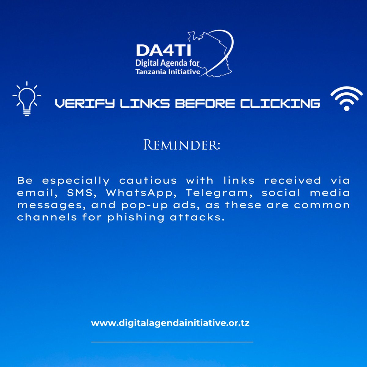 Verify Links Before Clicking

#StaySafeTanzania 
#StayAccessible 
#StayOnline 
#Christmas2025