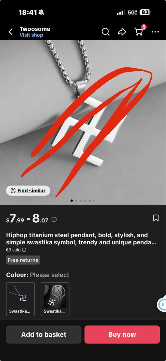 penheadlary's tweet photo. @Okay95968345 @tiktok_us They ban accounts for no reason but allow hate symbols to be sold on their site https://t.co/NsweFeXz7T
