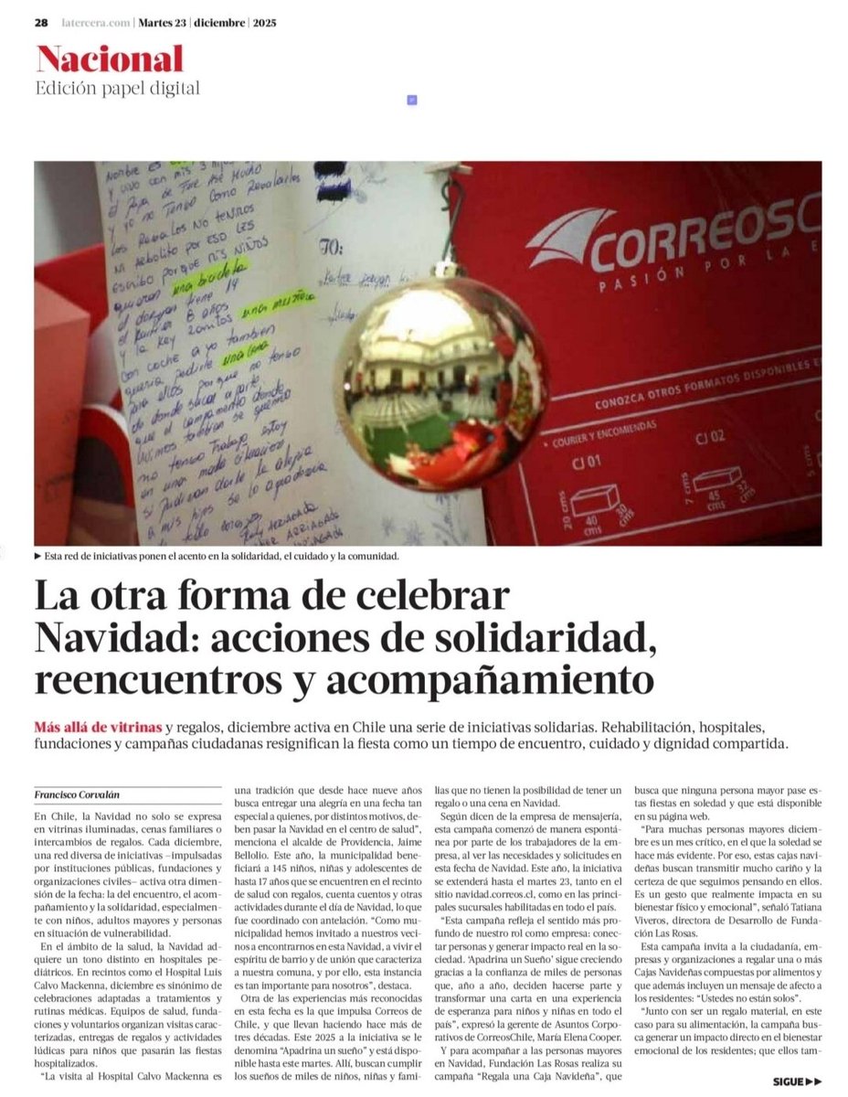 FundLasRosas's tweet photo. 📌 "Para muchas personas mayores, diciembre es un mes crítico, en el que la soledad y el abandono se hacen evidentes". Tatiana Viveros, directora de Desarrollo Fundación Las Rosas 🌹,  en diario @latercera 🗞 👉🏼 https://t.co/E3FvxP4uBP https://t.co/fG8LA4oOKd