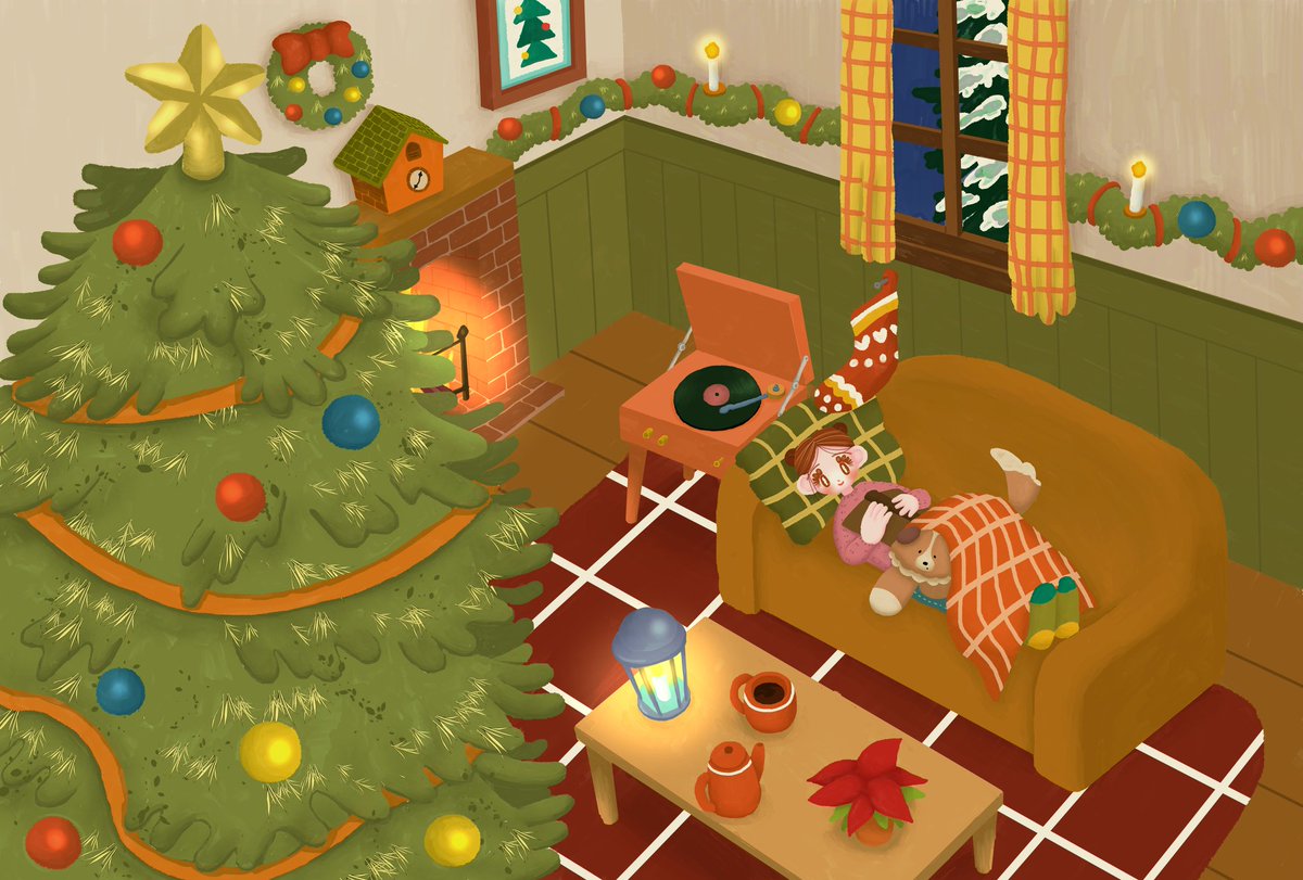 Chiroruimo's tweet image. しあわせ包むクリスマス⛄🎄✨
#絵柄が好みって人にフォローされたい 
#イラスト好きさんと繋がりたい