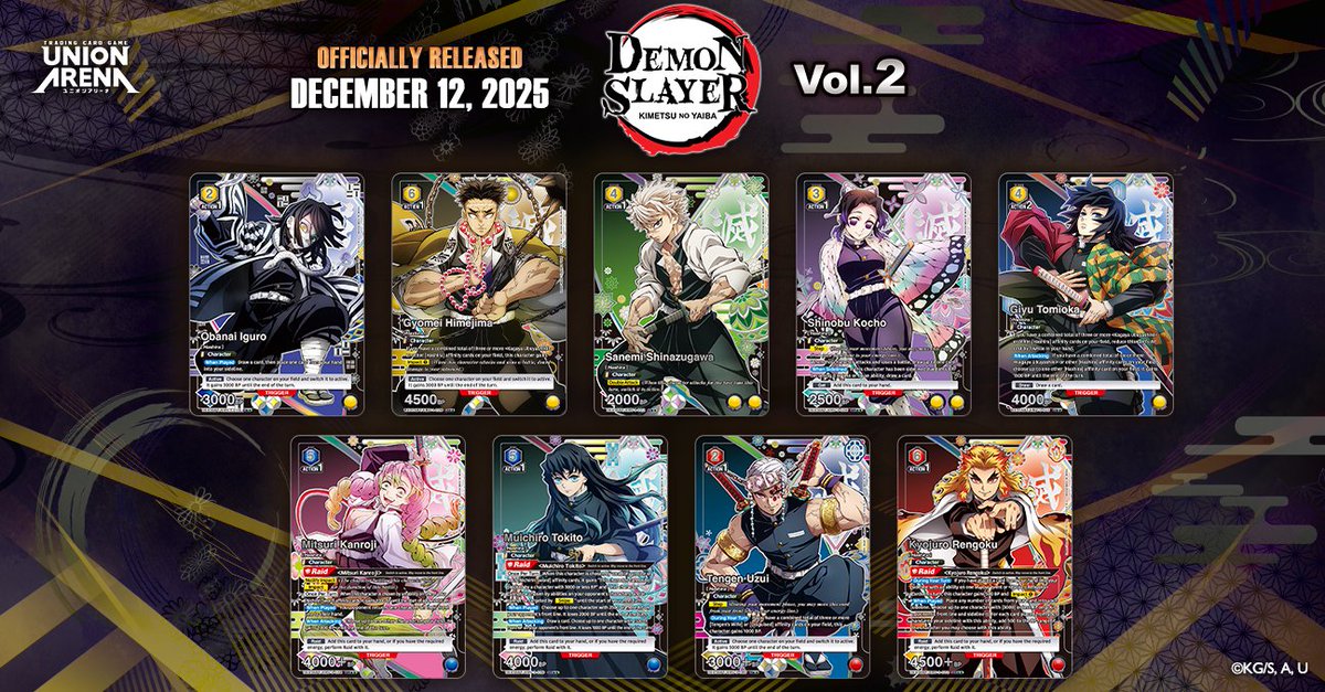 Poll] The Demon Slayer: Kimetsu no Yaiba Vol.2 [UEX05BT] Booster Pack is  available now and includes 9 fabulous 2 alt-art cards!  Which character  are you hoping to pull?  Product details