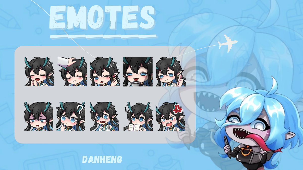 I didn’t disappear, just quietly plotting… 10 Danheng emotes are here 👀

#danheng #HSRTWT #back #live #Vtuber素材 #streamers #ArtistOnTwitter #Melemotes