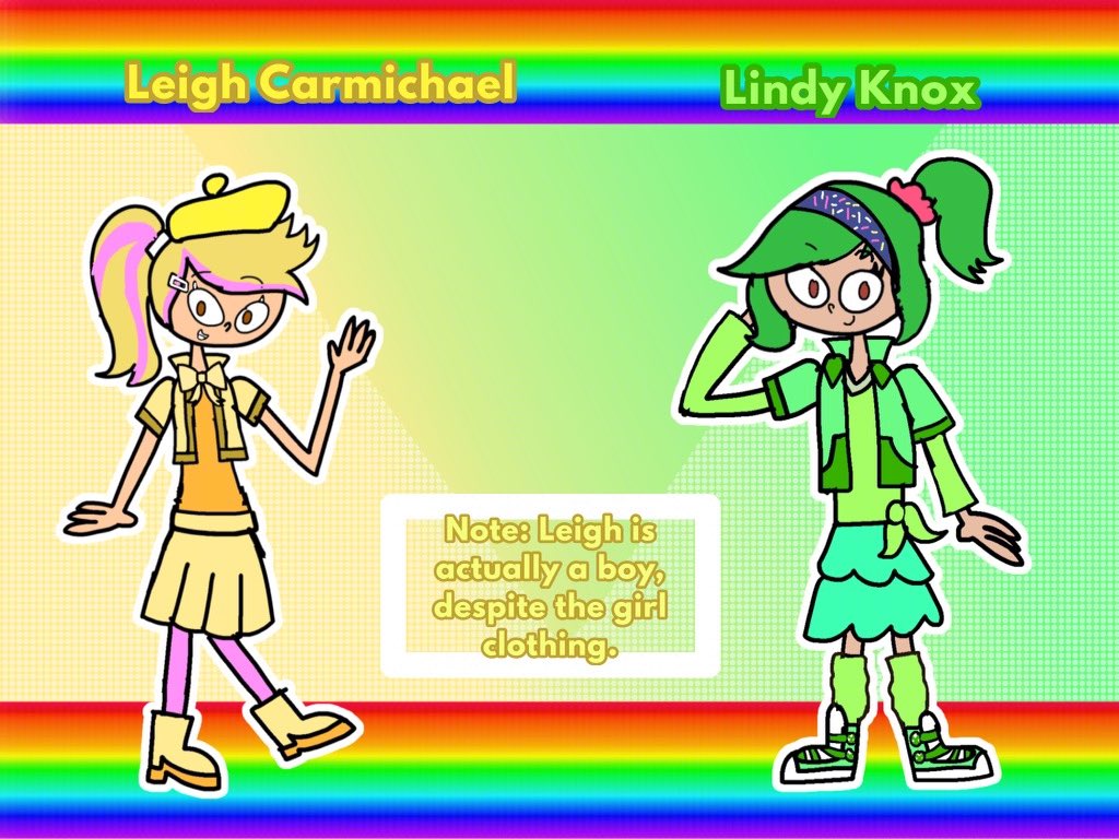 CitrusyGlitter's tweet photo. Next two members of The Exceptional Eight: Leigh Carmichael and Lindy Knox! 

#artshare #originalcharacters #ocs #colorful #occharacters https://t.co/yyhcaJYpXO