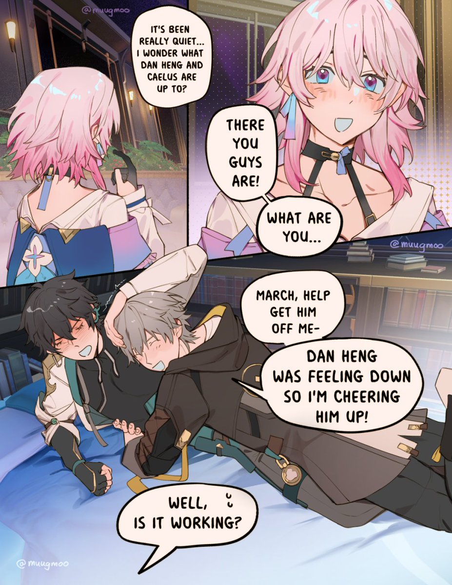 moogmuu's tweet image. the astral express trio #hsr
 100❤️and march joins lol