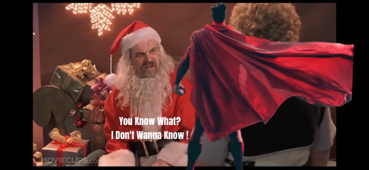 Also, NO CAPES !!!! 
#Comicon #BadSanta #Kryptonite 😆