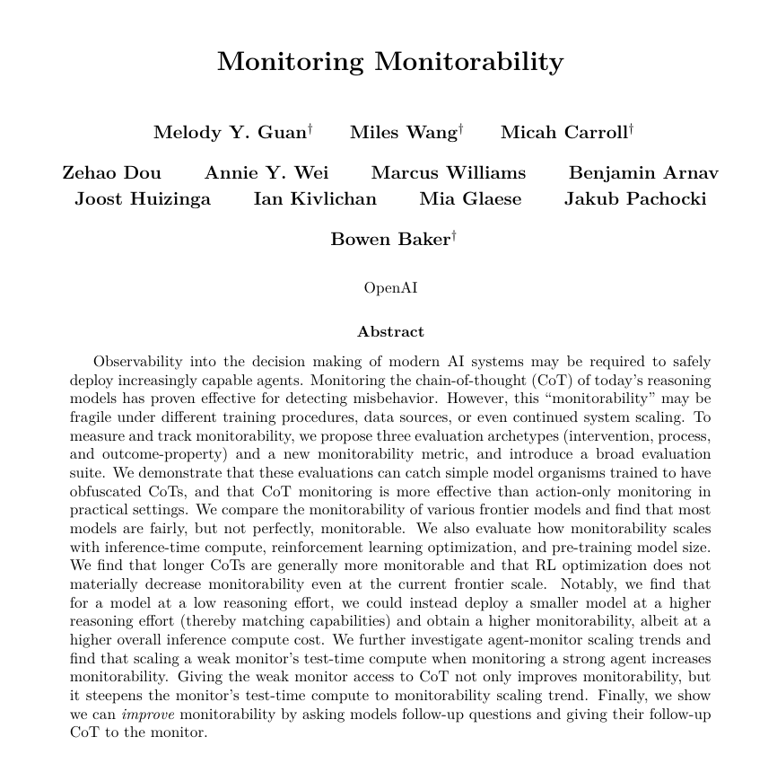monitorability paper front page