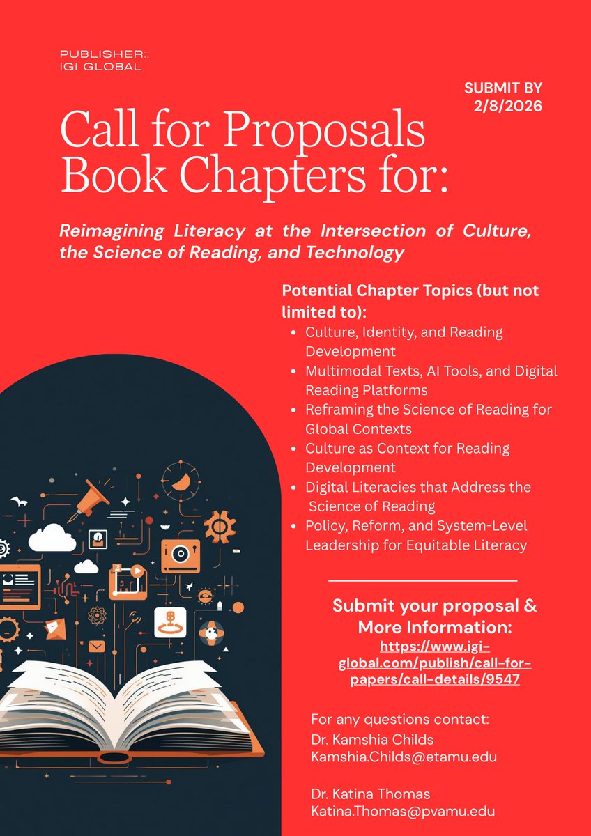 Publication opportunity!

CALL FOR CHAPTERS

Attention all education scholars, professionals, and supporters! 

Submit igi-global.com/publish/call-f… 

For more info contact me or my colleague Dr. Kamshia Childs.