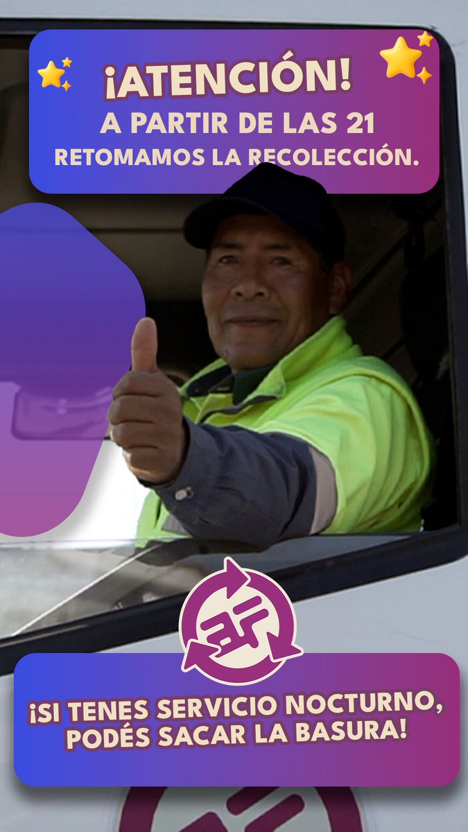 Desde las 21 horas se retoma el servicio de recolección en las zonas en las que hay recorrido nocturno. Ya podés sacar los residuos.