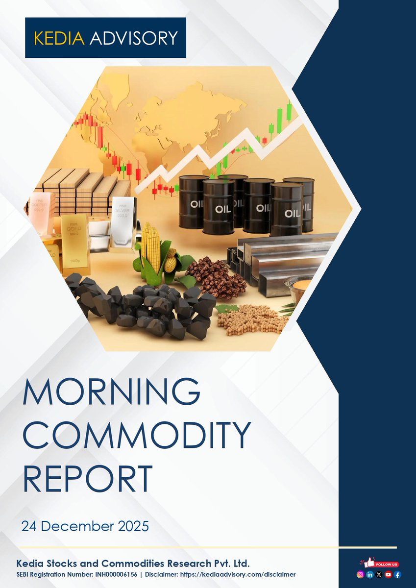 kediaadvisory's tweet photo. Kedia Advisory Daily Morning Commodity Report As On 24122025
#KediaAdvisory #Daily #MorningReport #Commodityreports #MCX #NCDEX #NSECD #Stockmarketupdates https://t.co/oClkBpw3gi