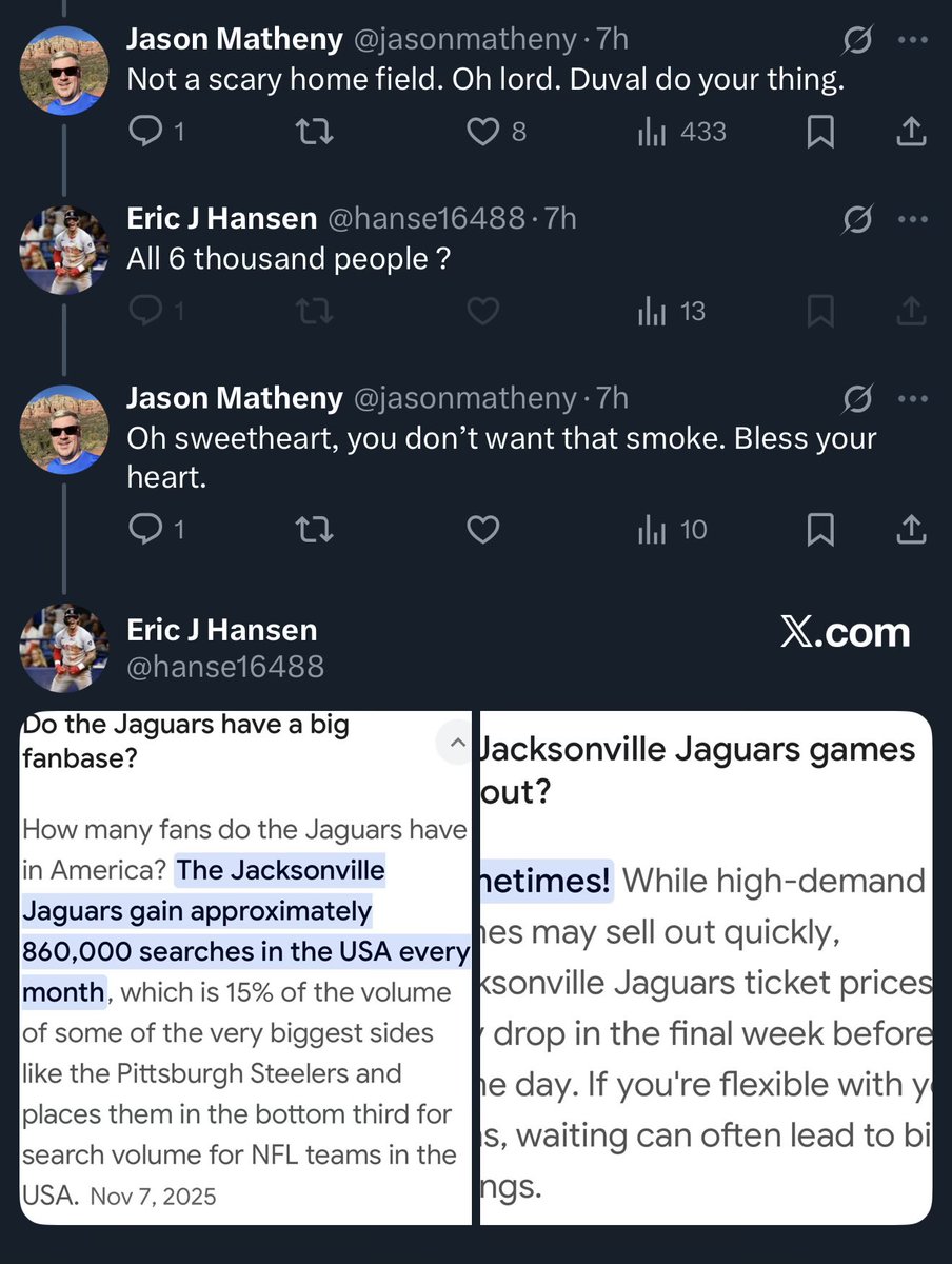 Lmao this dude immediately blocked me after talking trash #jaguars