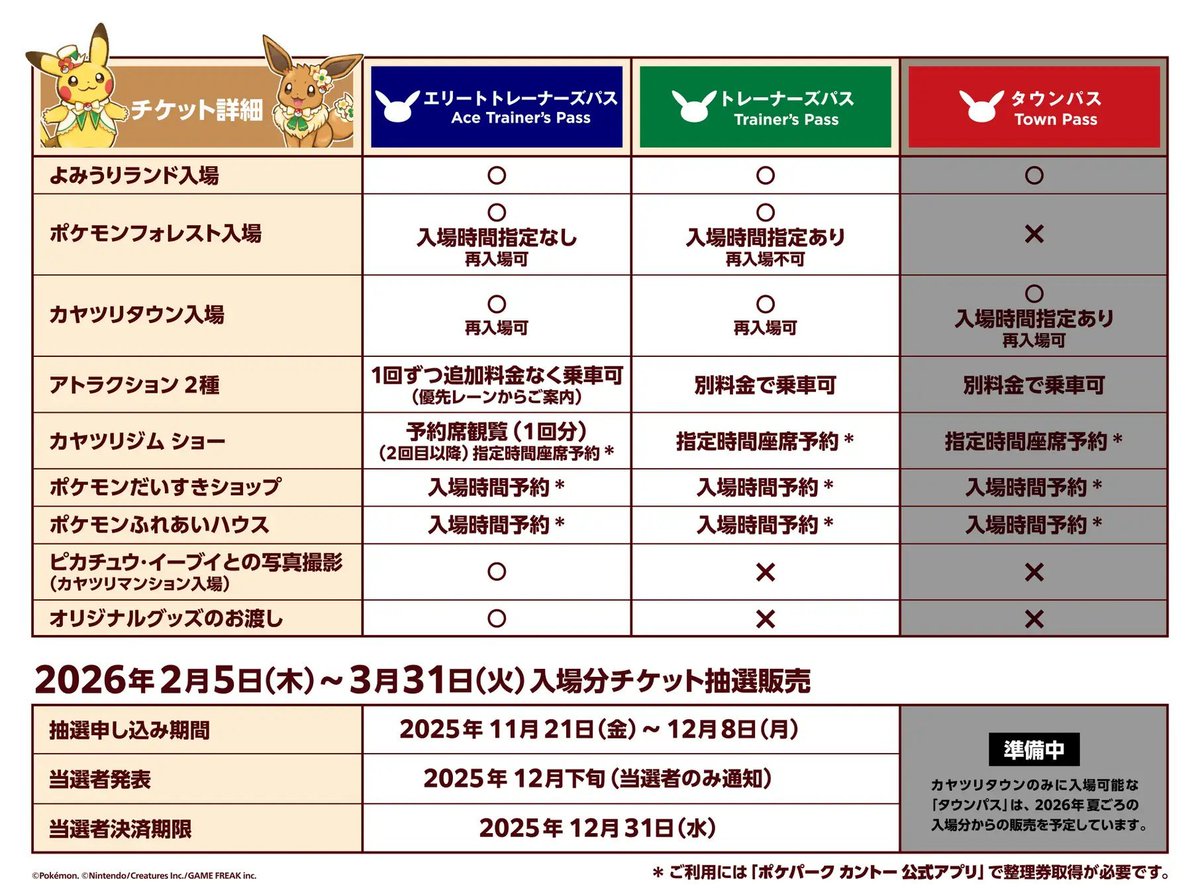 ポケパークカントーよりチケット先着販売開始のお知らせが公開されてい