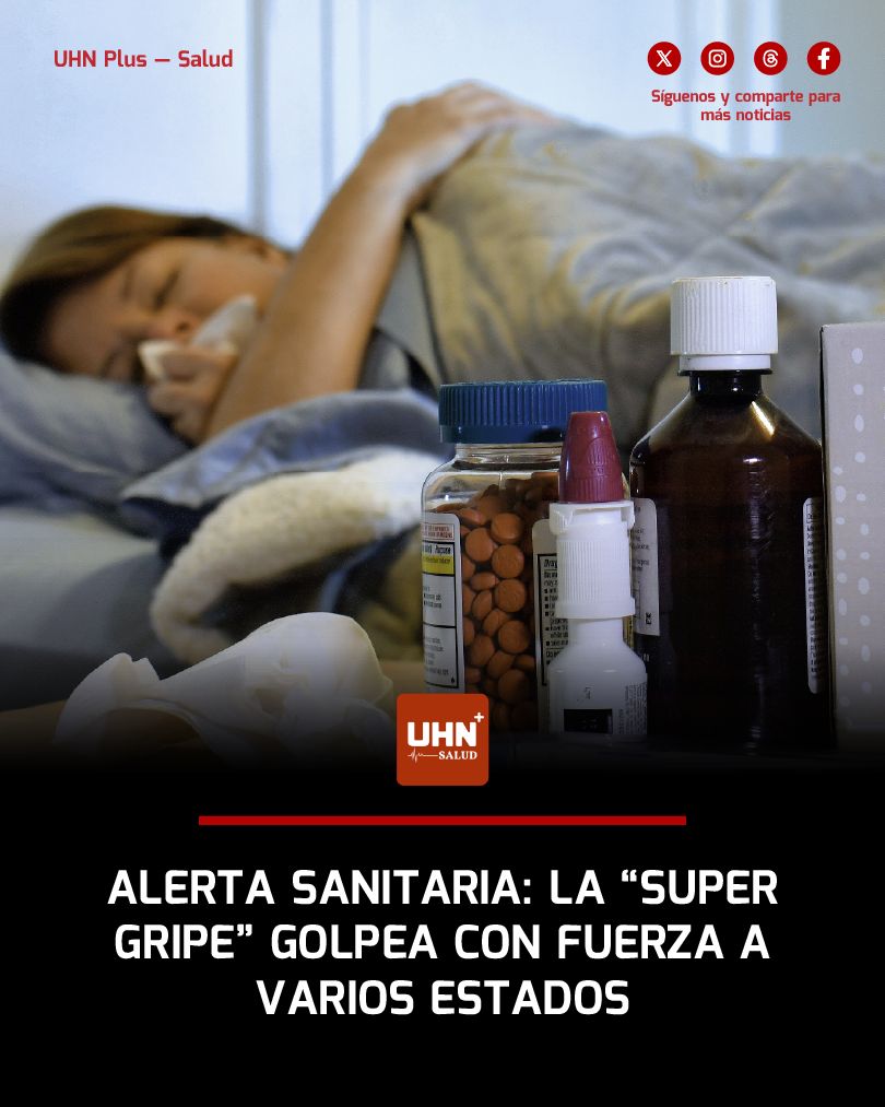 UHN_Plus_Salud's tweet image. 🇺🇸🩺‼️ | ATENCIÓN — La llamada “super gripe” se expande con fuerza en EE. UU.: los contagios y hospitalizaciones suben 14,3% y varios estados ya registran niveles muy altos de actividad, según los CDC. Colorado, Luisiana y Nueva York lideran el aumento, mientras Nueva Jersey,…