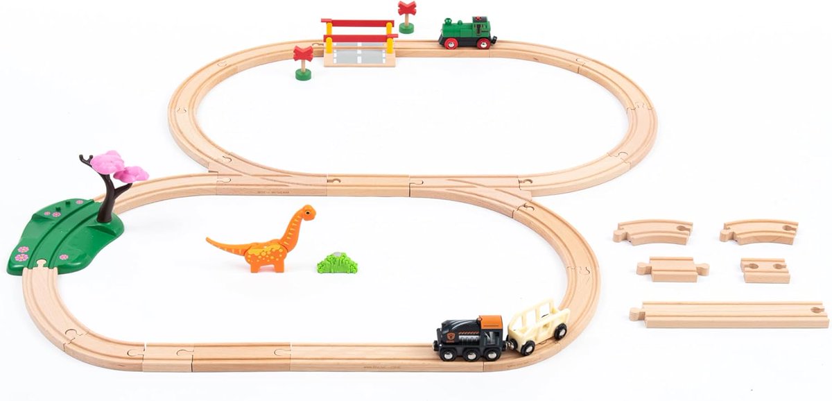 BRIO_JP's tweet photo. なにこれめちゃ可愛い〜☺️
って、売り場でママと子どもがニッコニコ♪ 可愛らしい恐竜と遊べるレールセット！あなたならお子さまとどんなごっこ遊びする？

↓恐竜好きなら絶対に喜ぶ電車おもちゃ https://t.co/qzGkVliiD6