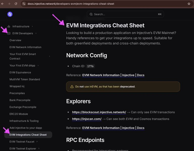 Совершенно новый справочник только что появился в сети, чтобы помочь вам начать свое путешествие по EVM на Injective.

Ознакомьтесь с ним эксклюзивно в совершенно новой документации Injective!