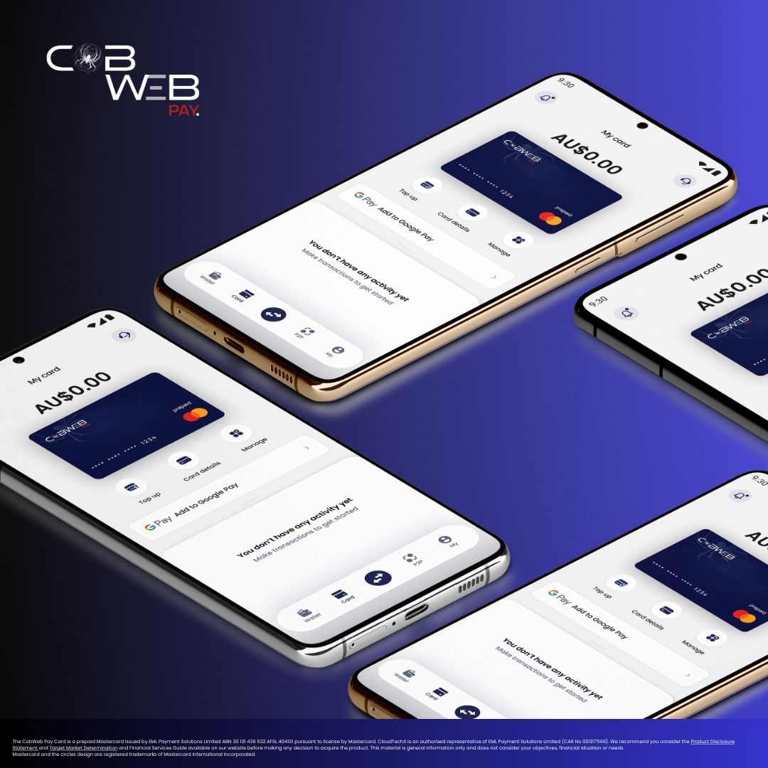 Top up your CobWeb Pay card on your Android device, add it to Google Pay,  and tap to pay wherever you go. Simple, fast, and ready for everyday  spending with your crypto