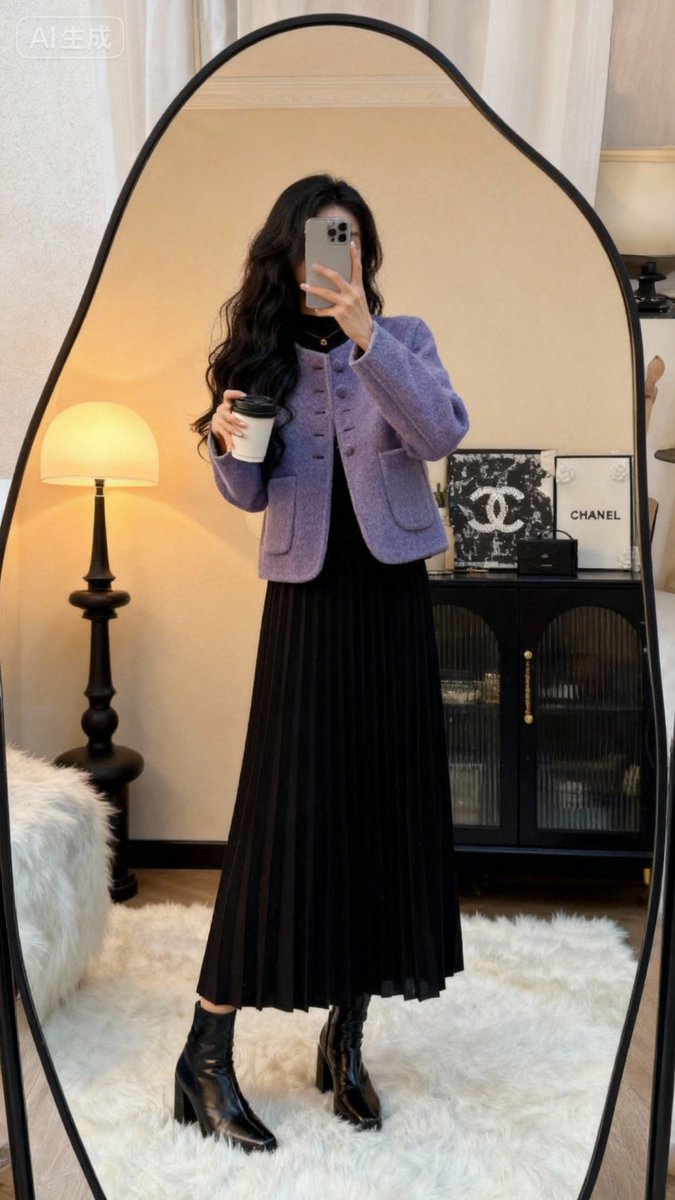 maggiebuck1234's tweet photo. Channeling elegance and charm with a touch of modernity! 💜🌟 This chic lavender jacket is the perfect pop of color against a classic black pleated dress, proving that sophistication never goes out of style! 🖤💁‍♀️ https://t.co/bnNsT3hLII