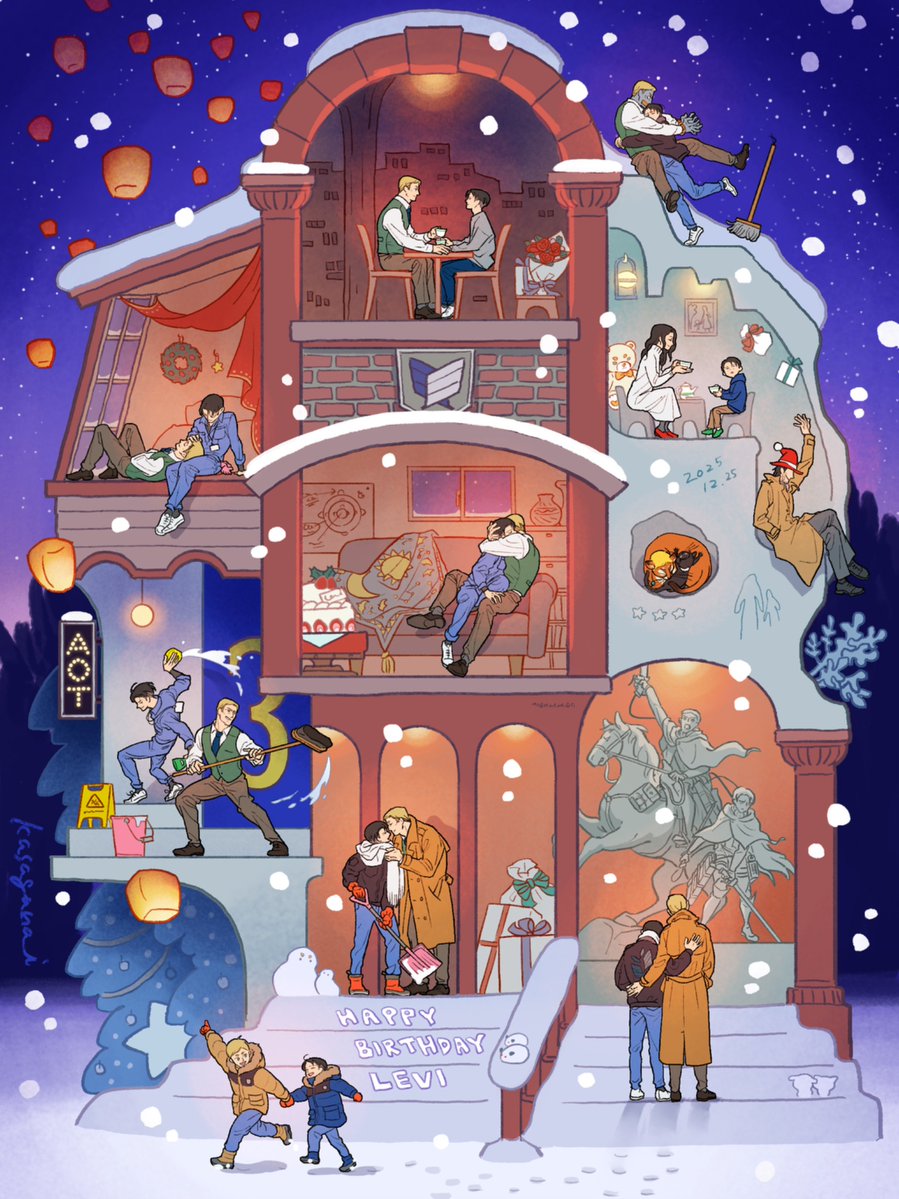 kasagana_i's tweet image. エルリの部屋雪のスクカ編
りばいさんおめでとう🫖🧼いつまでも仲良くお幸せに！
#エルリのリヴァイ生誕祭
#エルリのリヴァイ生誕祭2025