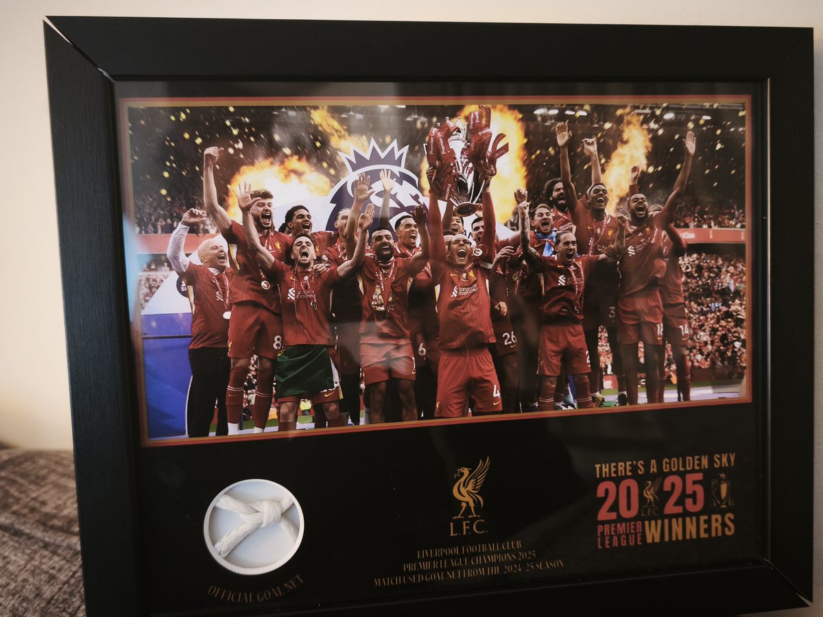 Let my lad have an early Christmas present tonight. An actual piece of the net from anfield from our premier League winning season last season.  #lfc #ynwa #liverpoolfc