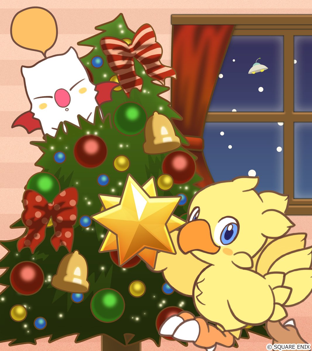 チョコボと一緒にクリスマスツリー🎄の飾り付けクポ！ あれれ？部屋の