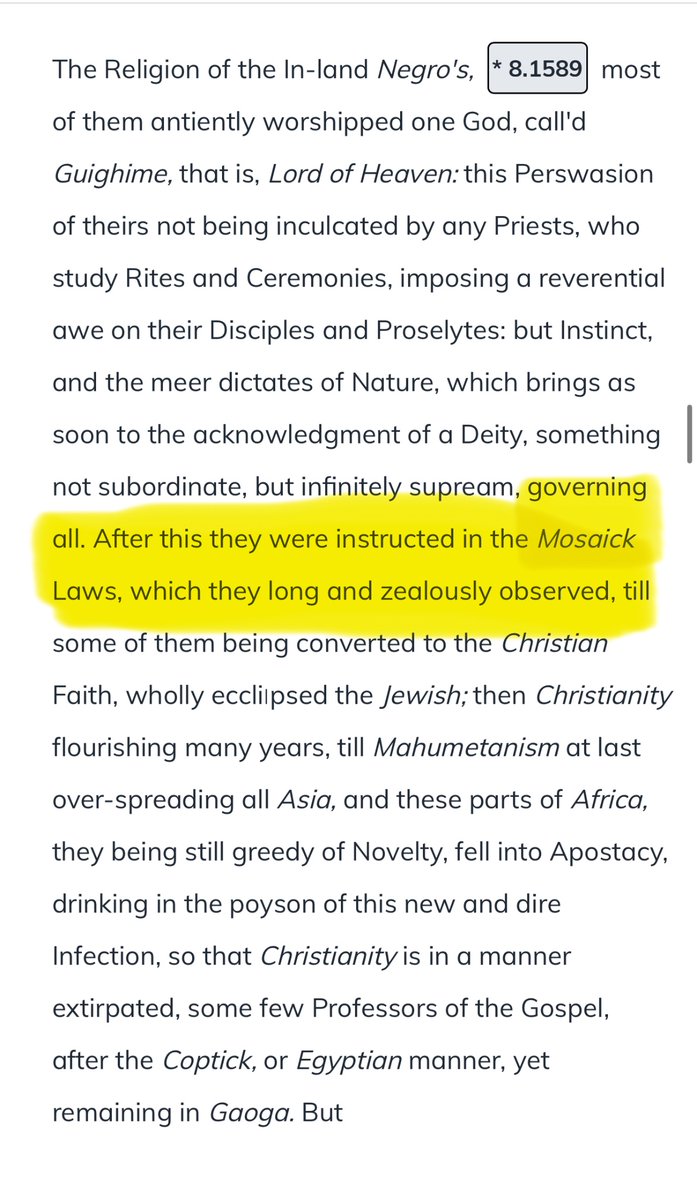 conspiraciesAre's tweet image. Mosaic Law In Africa

Inland Africans once followed Mosaic Law before Christianity and Islam spread across Africa.

“The Religion of the In-land Negro's most of them antiently worshipped one God, call'd Guighime, that is, Lord of Heaven: this Perswasion of theirs not being…