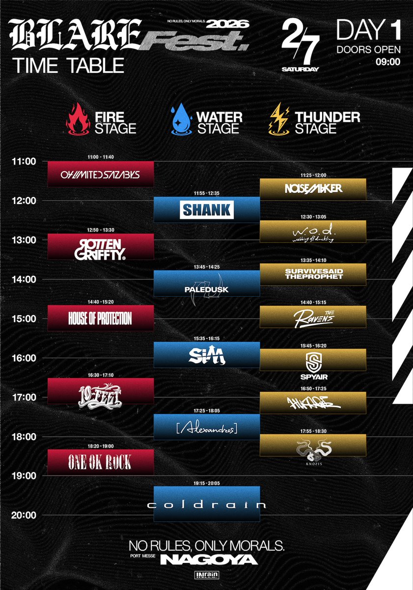 BLARE FEST. 2026】 タイムテーブルが発表されました。 [Alexandros]は