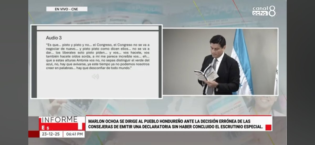 HONDURAS: UN PAÍS INSTITUCIONALMENTE INVIABLE; FRACASADO... NO SOLO LAS ELECCIONES.
Escuchando a Marlon Ochoa, leyendo la supuesta sugerencia de la Secretaria del CNE, y habiendo escuchado a las dos Consejeras titulares del CNE... Toda esta gente ha hecho inviable y fracasado no