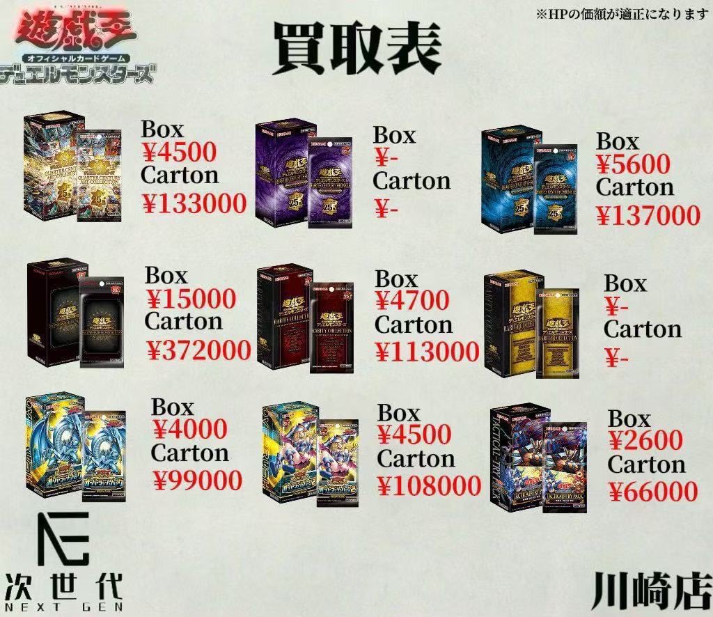 2025年12月24日(水) 遊戯王カードゲーム買取価格更新 ※遊戯王の