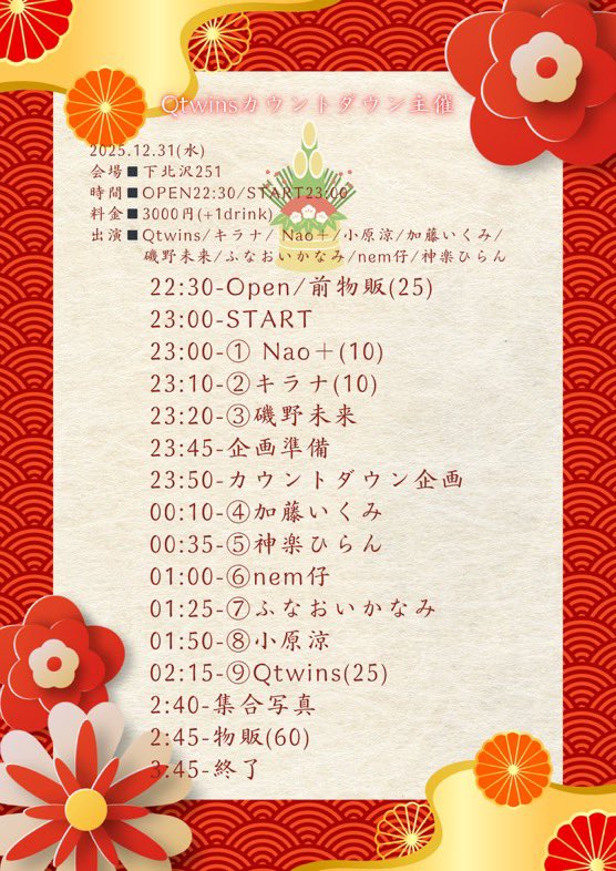 今日はクリスマスイブ。1年があと1週間程で終わります。12月31日（水