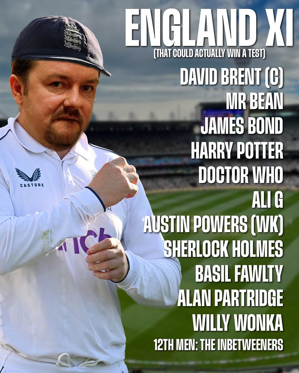 sportsbetcomau's tweet image. A few changes in the fourth Ashes Test for the English.
(Unfortunately the team is fictional....just like England's chance of actually winning a Test)