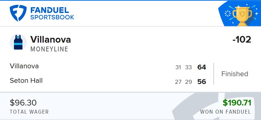 OutofLineBets's tweet image. Sending Day 3 to everyone who
REPOSTS + REPLIES 👇

🪜 $50 → $10,000 Challenge 🪜

Villanova ML -102 ✅

I’m taking this ladder to $10,000 🚀