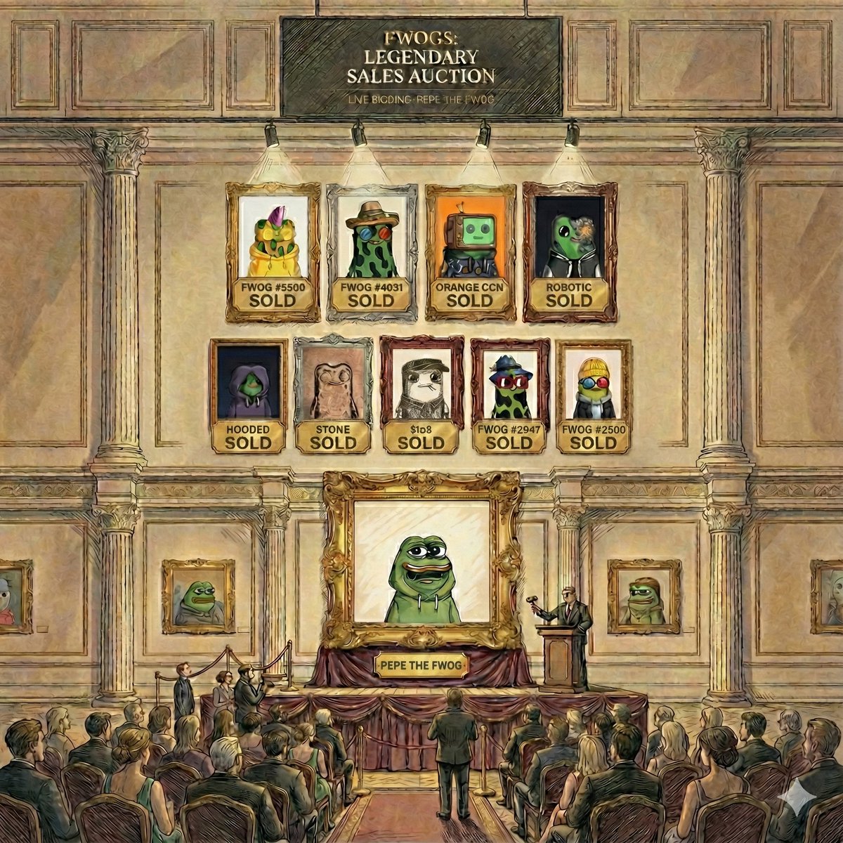 fwogs collection up 50%  🐸

• 20 days old 5,555 eth nft collection
• 965 ETH volume to date ($3M USD)
• 1733 holders
• amongst them: billionaires, collectors, builders, &amp; diamond hand art enjoyers 

no utility..... only culture 🤌

feelling fwoggy yet? 🧙‍♂️