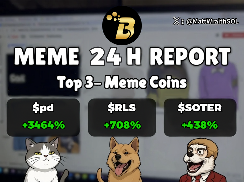 Airdrop_NewCoin's tweet photo. 🎈#Solana→#Meme 24H price pump🚀🚀🚀
1️⃣ $pd +3464% @durov your LOGO for sperm donorship program💡creaded #MemeCoin
2️⃣ $RLS +708% #RWA is future for blockchain @realisworlds
3️⃣ $SOTER +438% First #AI powered agent system for the community powered by $snowball token model https://t.co/bgkSrZAvjI