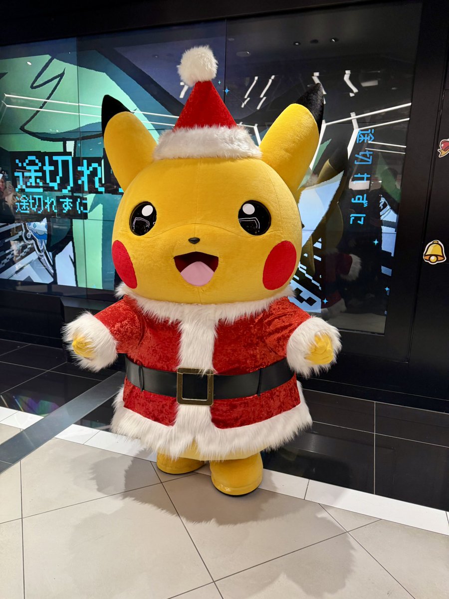 mondomascots's tweet image. Santa Claus Pikachu at the Shibuya Pokemon Center