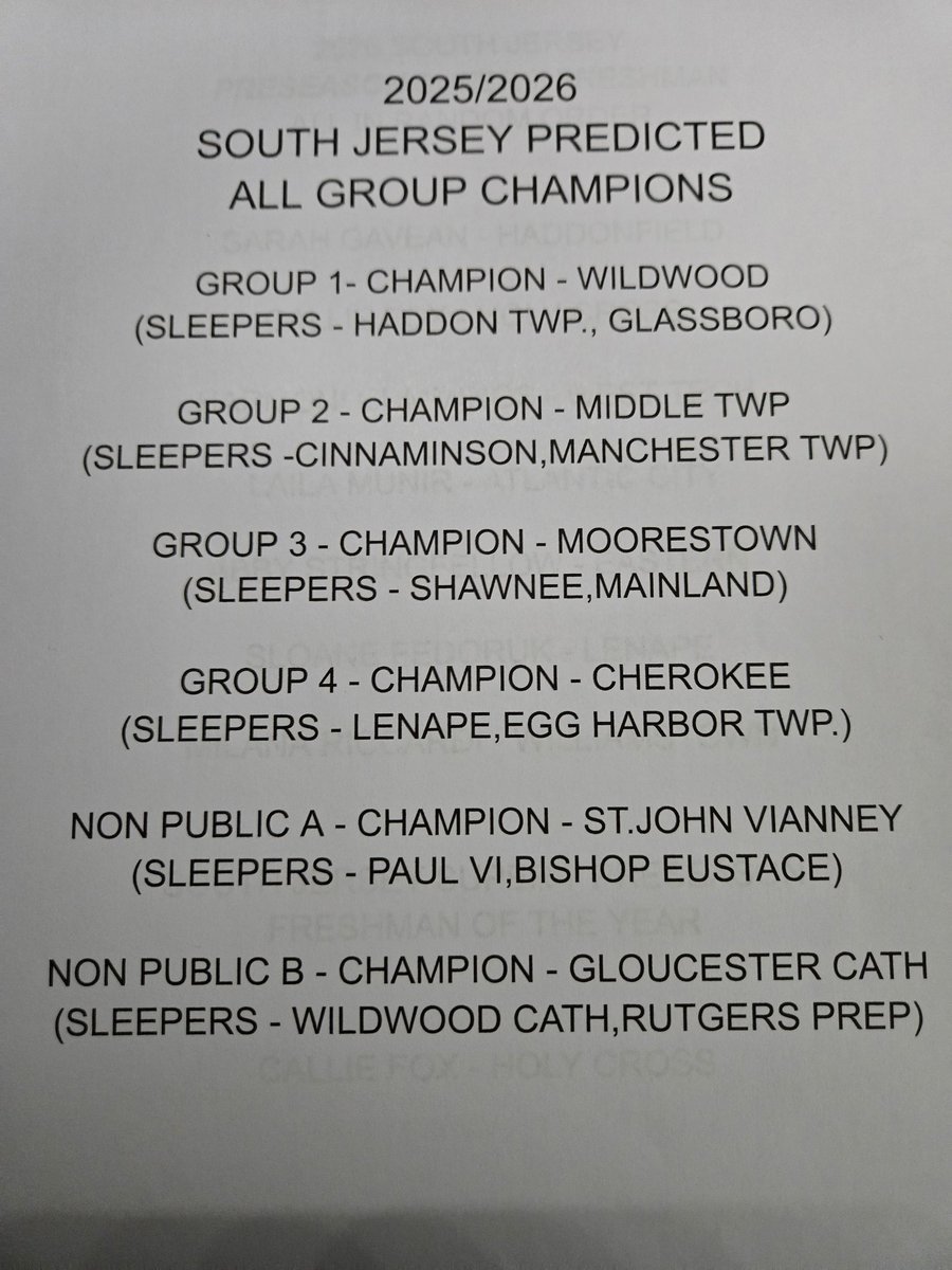 Thesjibt's tweet image. THE SOUTH JERSEY GROUP TITLE PICKS PRESEASON