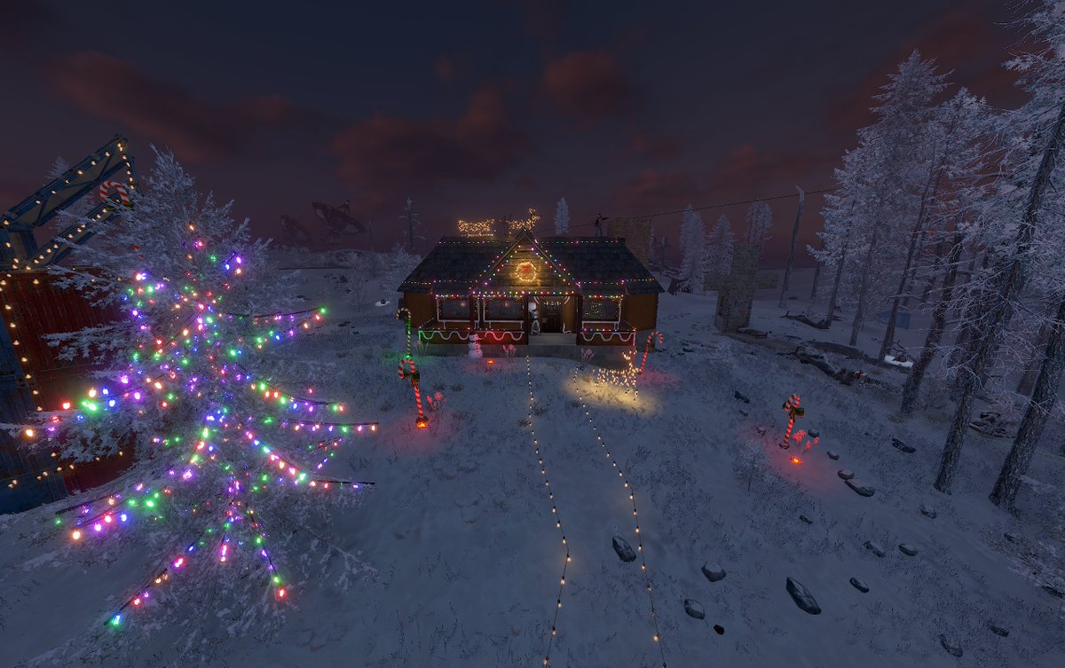 KarlMarklin's tweet photo. "It's not what's under the Christmas tree that matters, it's who's around it." #rustmas2025 @playrust @ErrnieGerrn #rust #Christmas #videogames 
Candy Cane Main Base, Presents Farm Base, Christmas Hut Boom Factory, Reindeer on roofs. @RustopiaServers https://t.co/yqLlQ2Coas