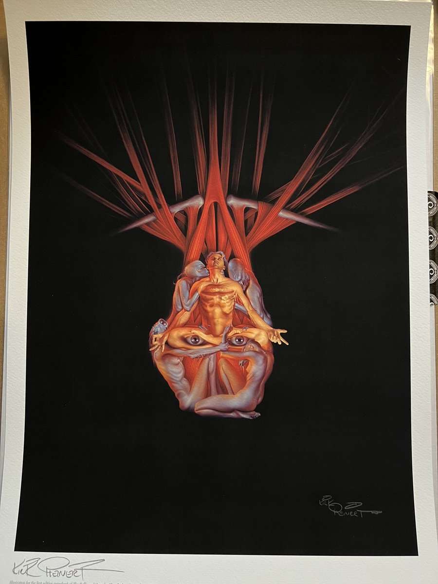 I am in awe of this giclée print of The Hellbound Heart by Kirk Reinert. The colours absolutely pop but it’s the blackness that feels especially alive, like I could sink into its depths. Thank you <a href="/RealCliveBarker/">Clive Barker</a> <a href="/suntupeditions/">Suntup Editions</a> #CliveBarker