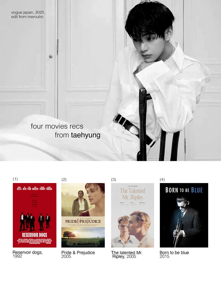 meroutro's tweet image. movie recs from taehyung