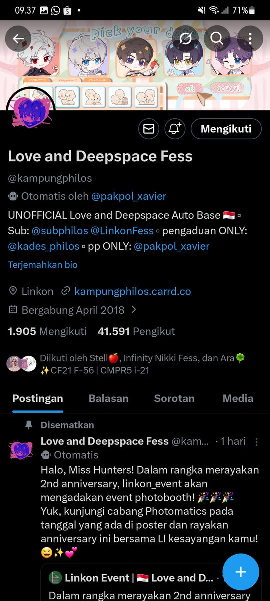 ddami_an's tweet photo. @kampungphilos Done! makasih udah adain Giveaway ya! #MinisoIndoxTwinkleFair https://t.co/CFeXg6Buvt