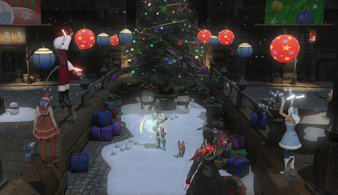SrinityFF's tweet image. Kibbles did an impromptu holiday music concert for the FC in Ul'dah tonight. 🎄 A few stragglers stopped to listen for a bit and that made me smile. 😺
#FFXIV #friends