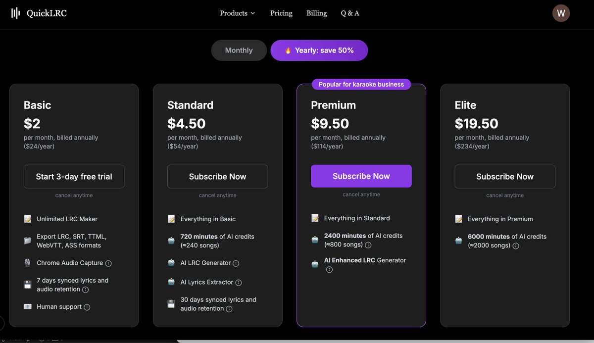 HiWestin's tweet photo. i haven’t offered a yearly plan for the last 6 months because the AI space moves so fast—I figured users wouldn't want to lock in.

but the value of a big discount is hard to ignore. 

today, i finally rolled out the yearly plan. let’s see if the data proves me wrong! https://t.co/4PipbREctL