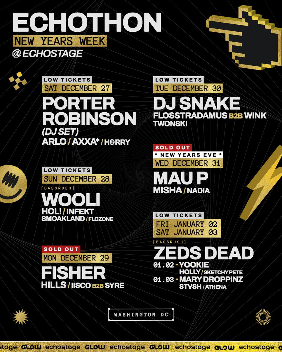 Your FULL Echothon calendar is here! Come early &amp; stay late for these stacked support lineups. 

Remaining tickets → echostage.com