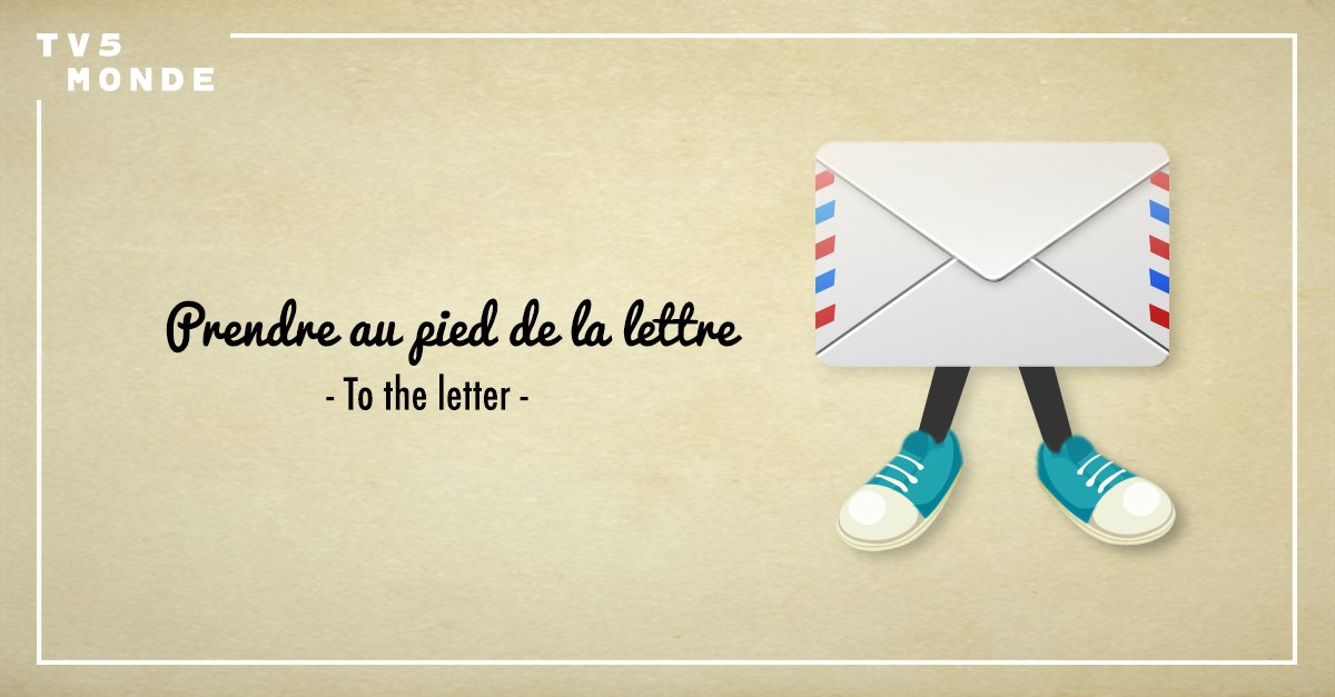 TV5MONDEapac's tweet photo. #Frenchexpression #FLE #Frenchidiom
Literally: At the foot of the letter
Meaning: Interpreting something exactly according to the literal meaning
Straight and clear! https://t.co/KEFpAbYZ5y