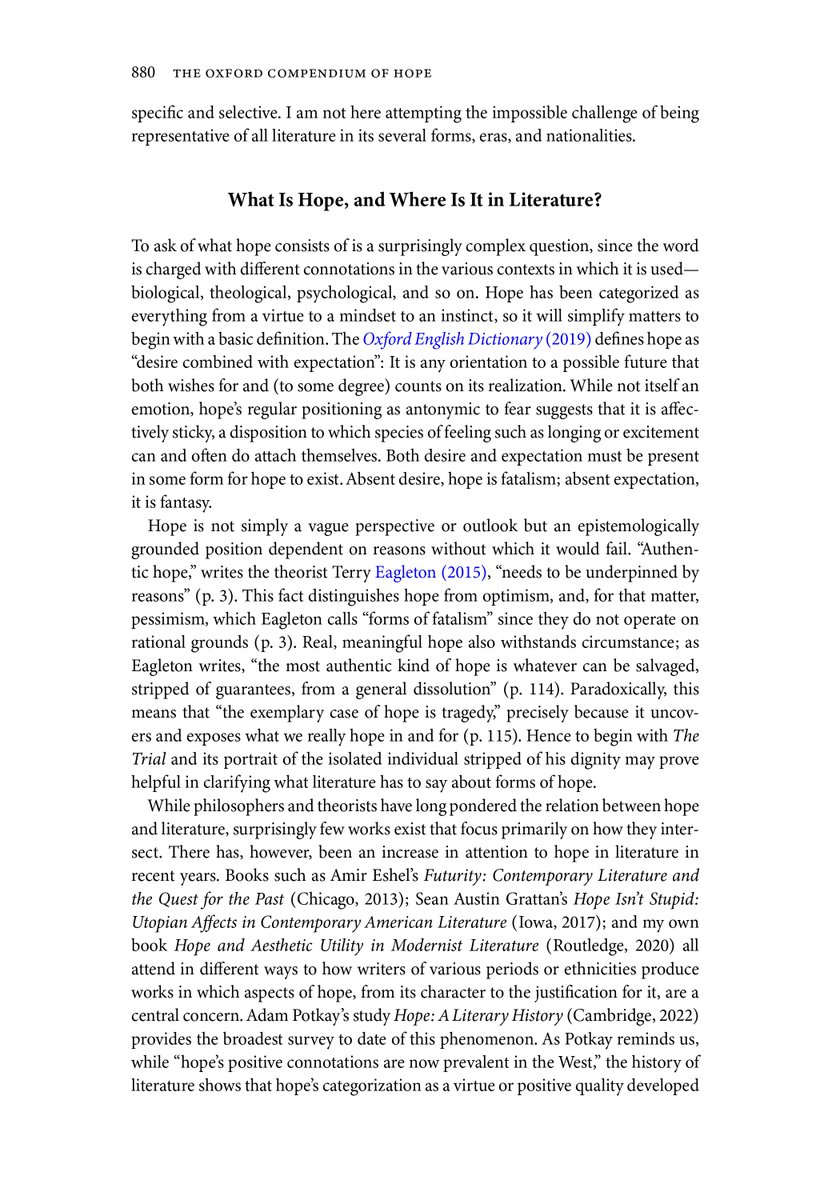 tadejong's tweet photo. My piece was a fun challenge: it required tackling the impossibly broad topic "Hope in Literature." The chapter begins on p. 879 (it's a long book)! I've excerpted the first four pages here. https://t.co/zXbpHktJ6K