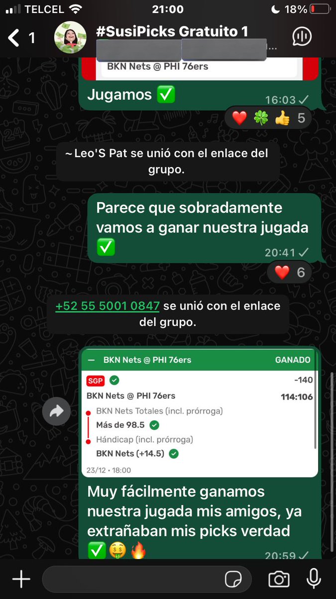 Muy fácilmente GANAMOS nuestra jugada que les regalé hoy en mis grupos gratuitos de whats app.

En este bonito mes de diciembre hemos ganado el 95% de los picks que les he regalado. Es una locura ✅🤑🔥

No es por nada pero les aseguro que nadie los hace ganar como yo 🙏